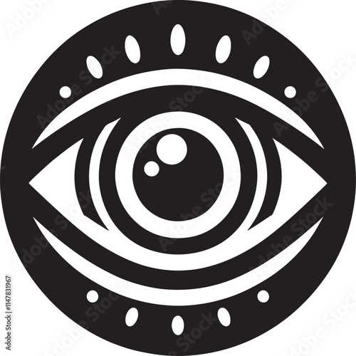 Abstract stylized eye graphic.