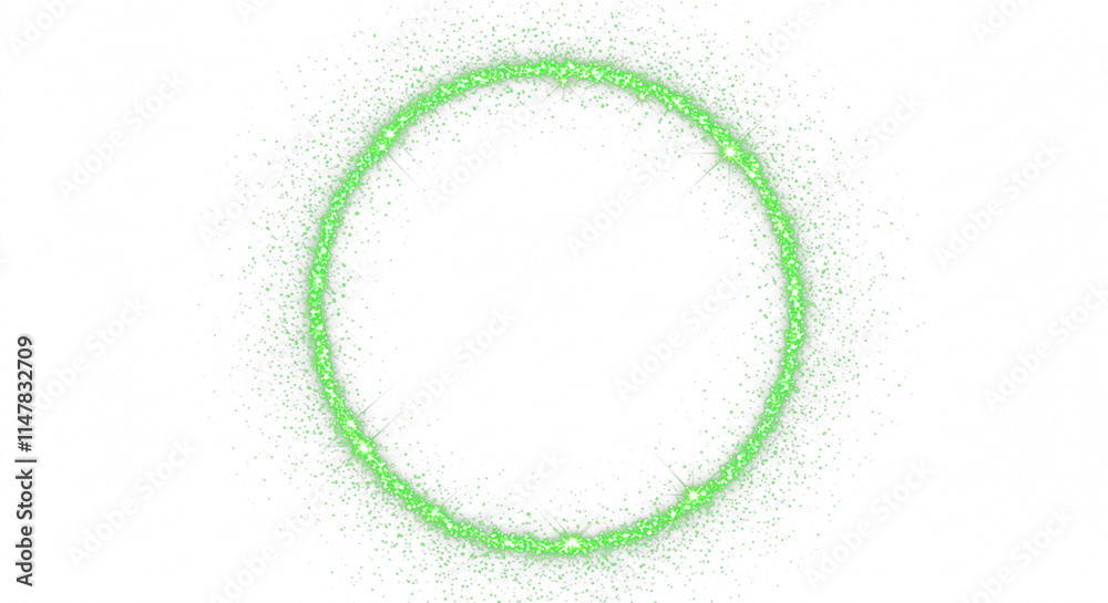 green glitter circle with green sparkles with star dust isolated on transparent background. green glitter circle with green sparkles with star dust isolated on transparent background.