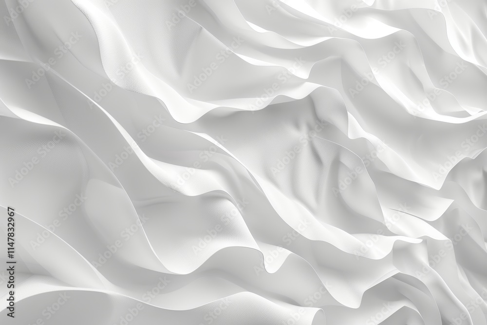 Fototapeta premium Abstract white fabric with soft folds and curves.