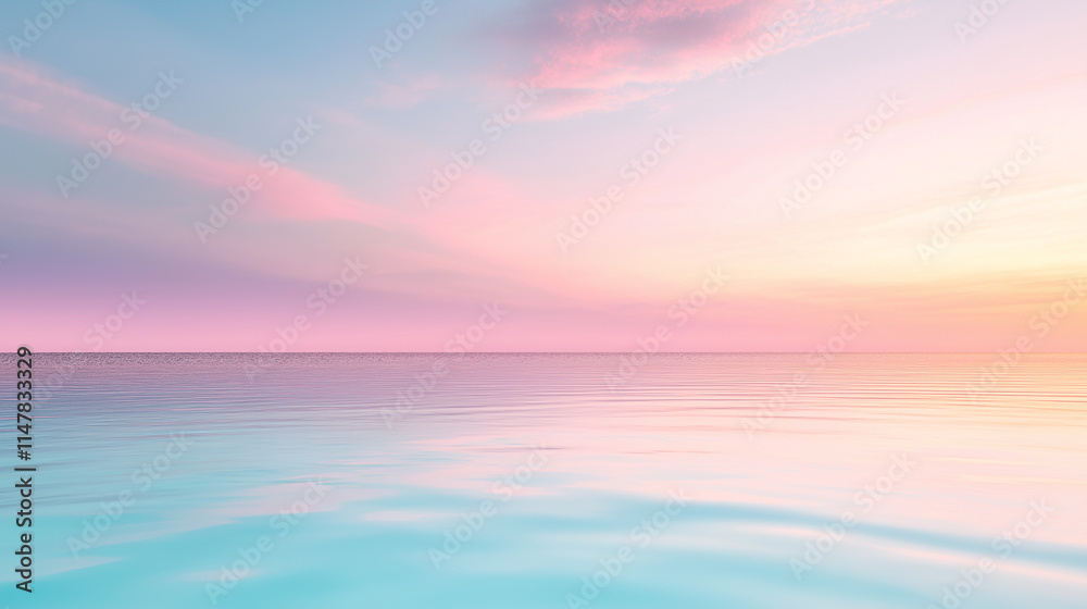 Obraz premium A serene infinity pool at dusk, with calm water reflecting a gradient pastel sky