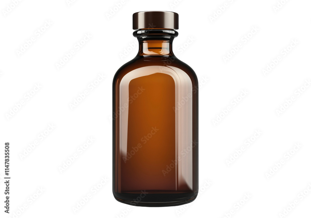 Glass piodine bottle. Transparent background .Isolated PNG