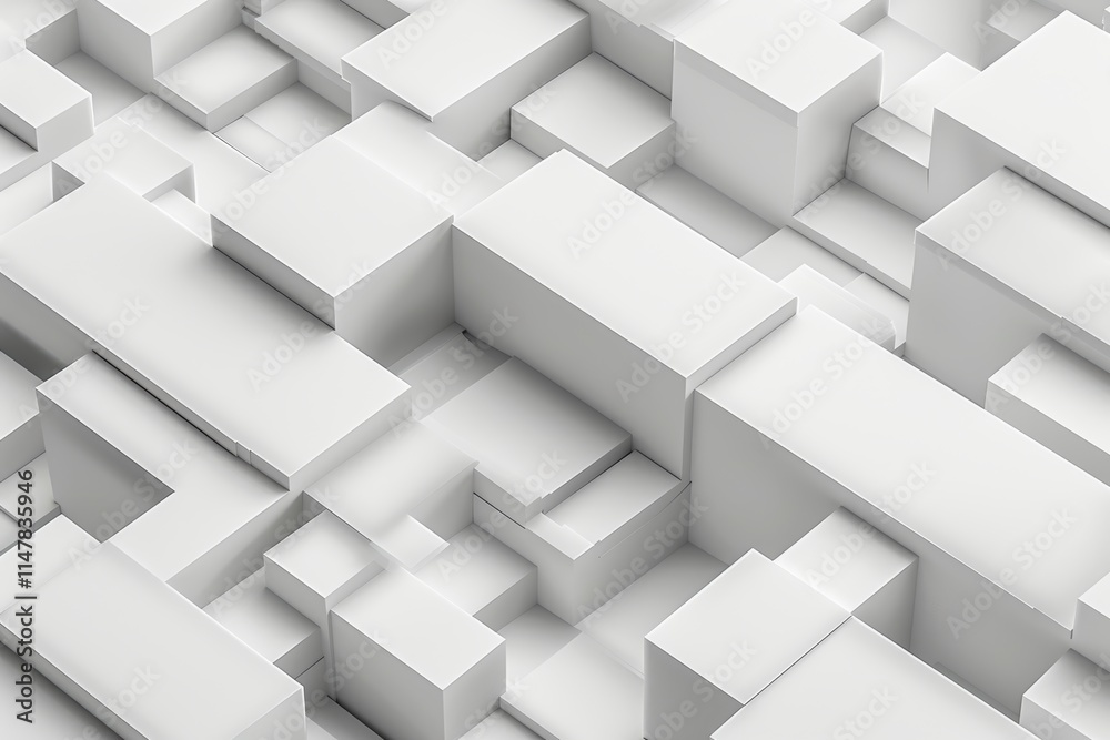 Abstract white geometric background with 3D cubes. Abstract white geometric background with 3D cubes.