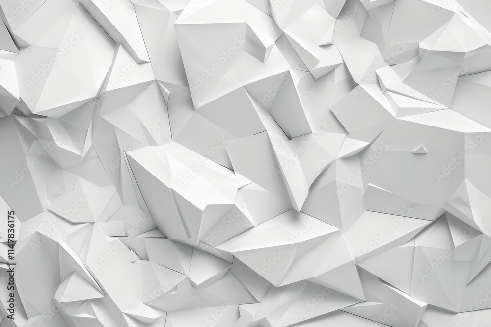 Abstract white geometric background with 3D polygonal texture. Abstract white geometric background with 3D polygonal texture.