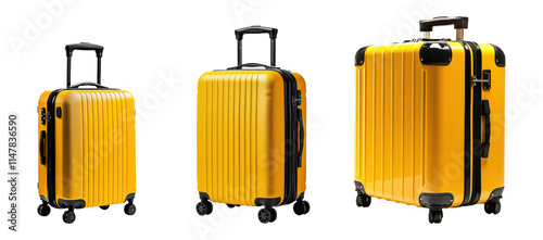 Wallpaper Mural Set of yellow hard shell suitcases with wheels, isolated on transparent background, PNG Torontodigital.ca
