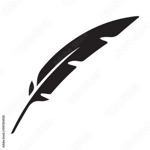 Elegant Black Silhouette Feather Quill Pen Illustration