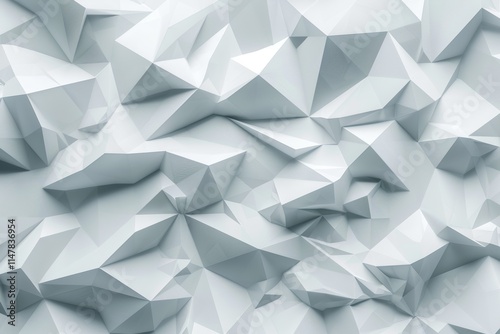 Abstract white geometric background with a low-poly design. (1)