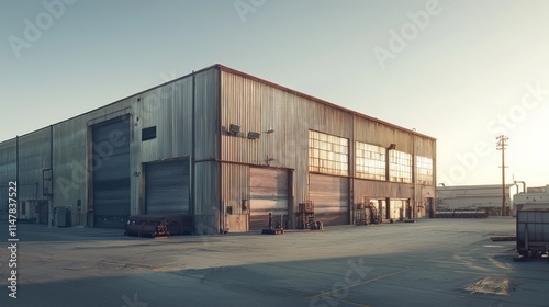 Wallpaper Mural Industrial Sunset: A Weathered Warehouse at Golden Hour Torontodigital.ca