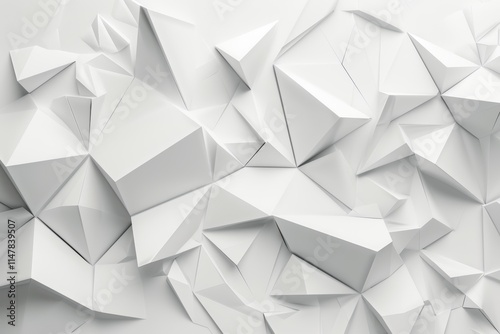Abstract white geometric low-poly background. (6)