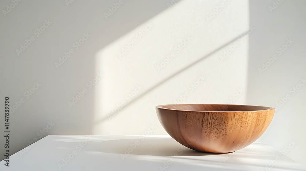 Wooden Bowl in Sunlight: Minimalist Home Decor Still Life Photography Wooden Bowl in Sunlight: Minimalist Home Decor Still Life Photography
