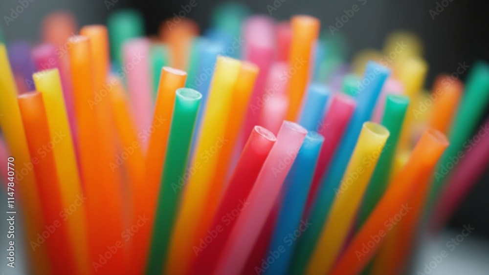 A vibrant collection of drinking straws in different sizes