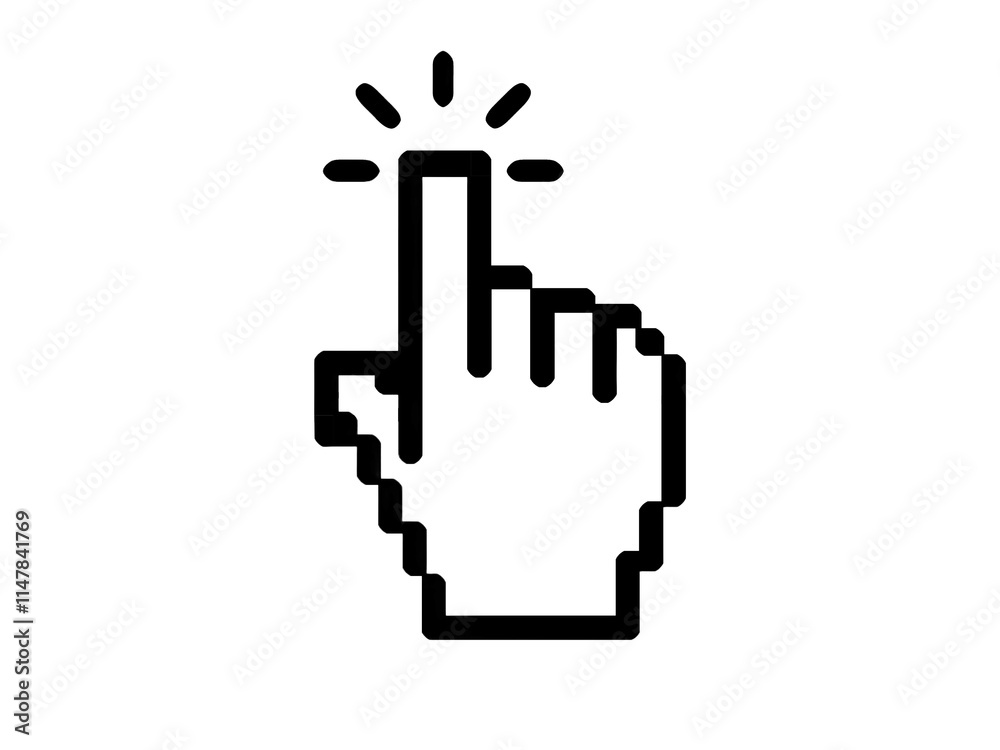 3d hand cursor on transparent background