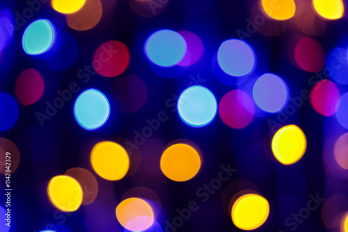 Colorful Defocused Bokeh Lights Creating Abstract Festive Background with Vibrant Colors