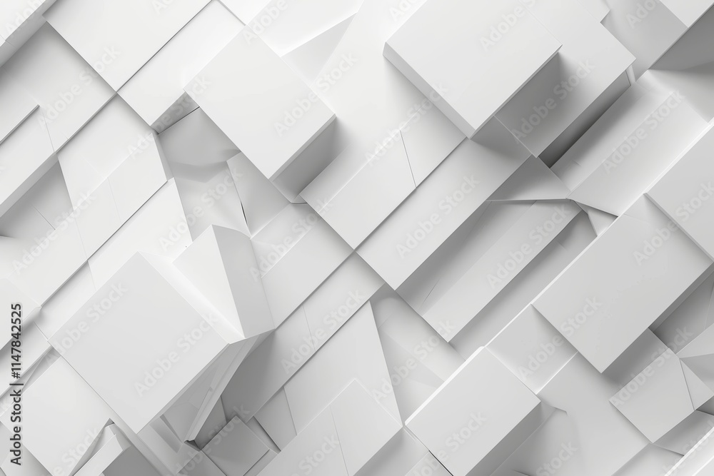 Fototapeta premium Abstract white geometric shapes background. (2)