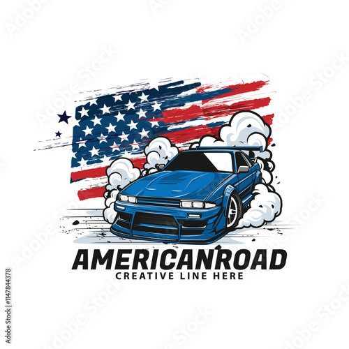 racer and the american flag