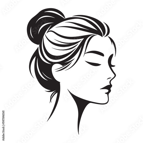 Elegant Woman's Profile Silhouette with Bun Hairstyle