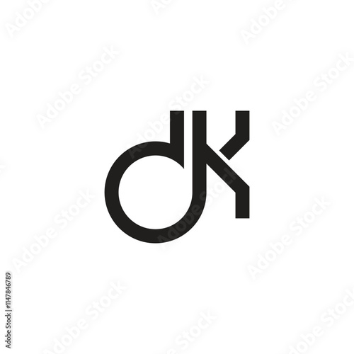 letter dk simple loop circles geometric logo vector