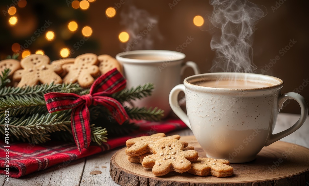 Warm drinks and festive cookies Warm drinks and festive cookies