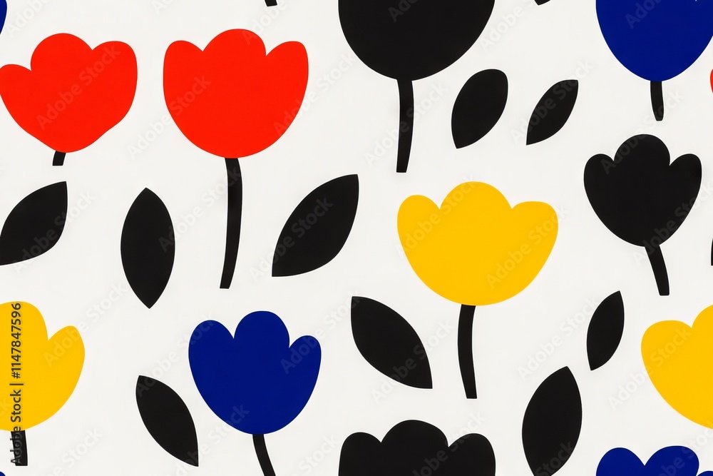 Fototapeta premium Bold Polka Dot Floral Pattern with Vibrant Colors