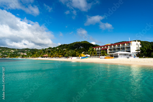 Fototapeta Naklejka Na Ścianę i Meble -  Grenada, Grande Anse - 5 February 2024 - Glimpse of Grand Anse beach in Grenada
