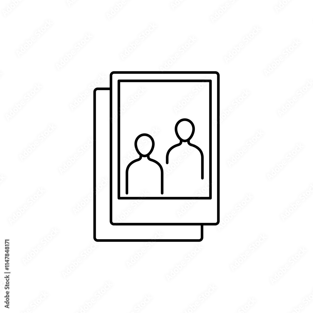 Two People Taking a Photo Outline icon Represents a moment captured together. Two People Taking a Photo Outline icon Represents a moment captured together.