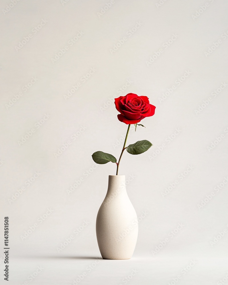 Obraz premium Red Rose in Modern Vase