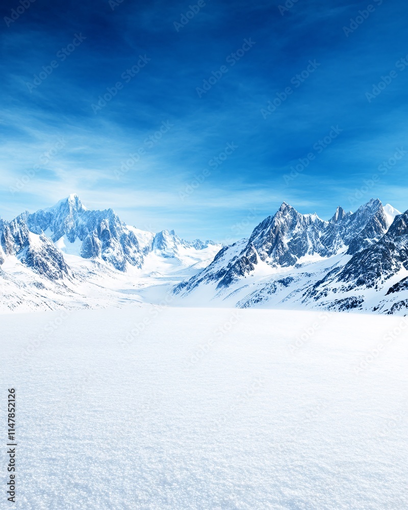 Obraz premium Snowy Mountain Landscape with Clear Blue Sky