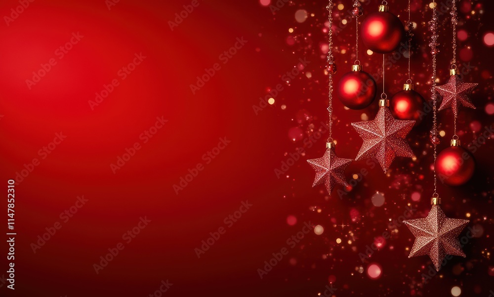 Festive decorations with red ornaments Festive decorations with red ornaments