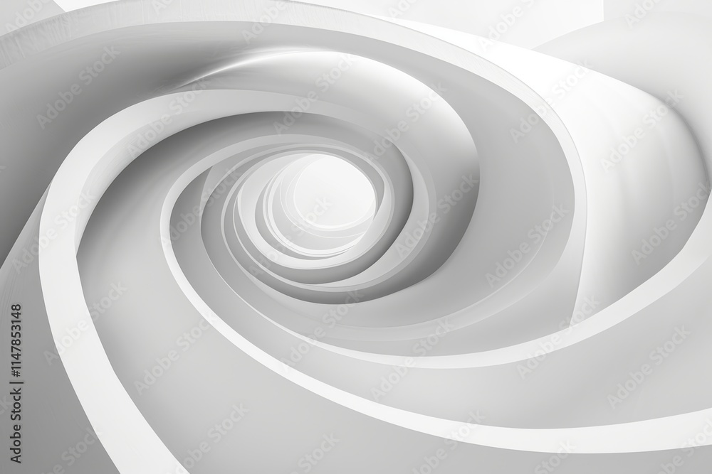 Fototapeta premium Abstract white spiral tunnel with light at the end. (4)