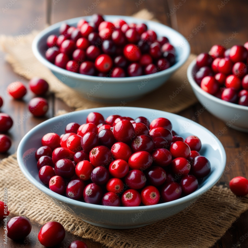 Organic Raw Red Cranberries in a Bowl Ready to Use Organic Raw Red Cranberries in a Bowl Ready to Use
