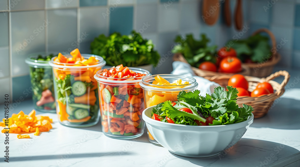 Meal Prep with Fresh Vegetables, Grains, and Portion-Controlled Containers, Designed for Diet Planning and Healthy Lifestyle Meal Prep with Fresh Vegetables, Grains, and Portion-Controlled Containers, Designed for Diet Planning and Healthy Lifestyle
