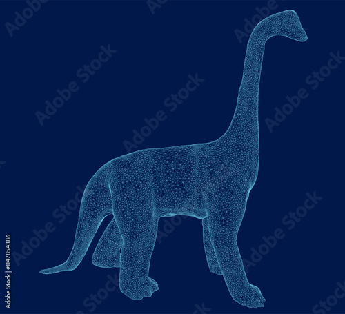 brachiosaurus wireframe. 3D. Vector illustration