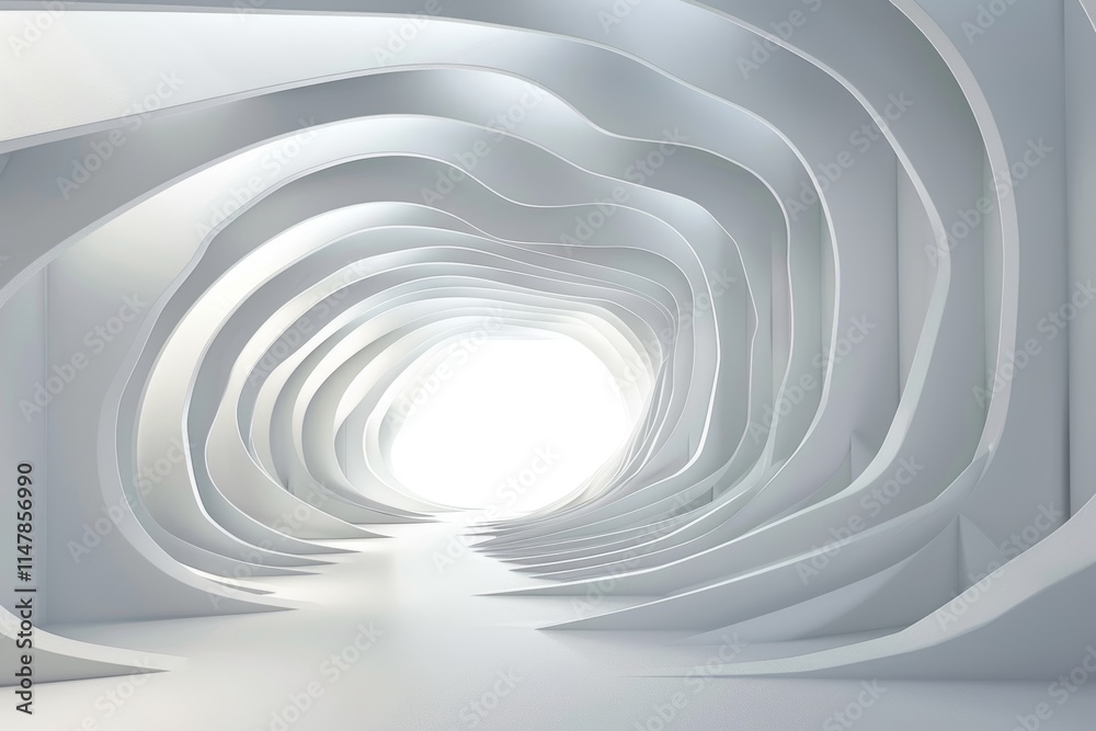 Fototapeta premium Abstract white tunnel with light at the end. (1)