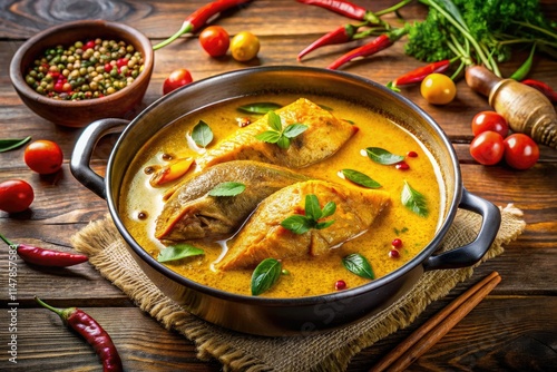 Authentic Bengali fish curry, bursting with mustard's tangy spice. photo