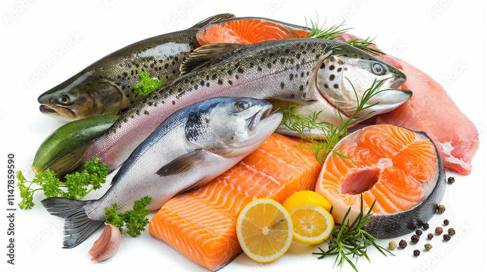 Fresh Fish Selection with Salmon, Trout, and Herbs Fresh Fish Selection with Salmon, Trout, and Herbs