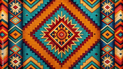 Geometric Native American Art Designs, Indigenous Patterns, Tribal Southwest Textiles, Cultural Heritage,  Digital Painting, AI Art, Abstract Artwork