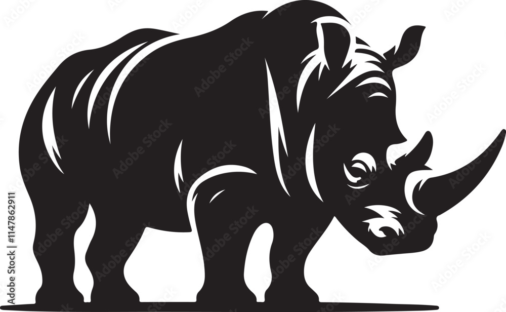 Fototapeta premium Powerful Rhino Silhouette Vector Illustration