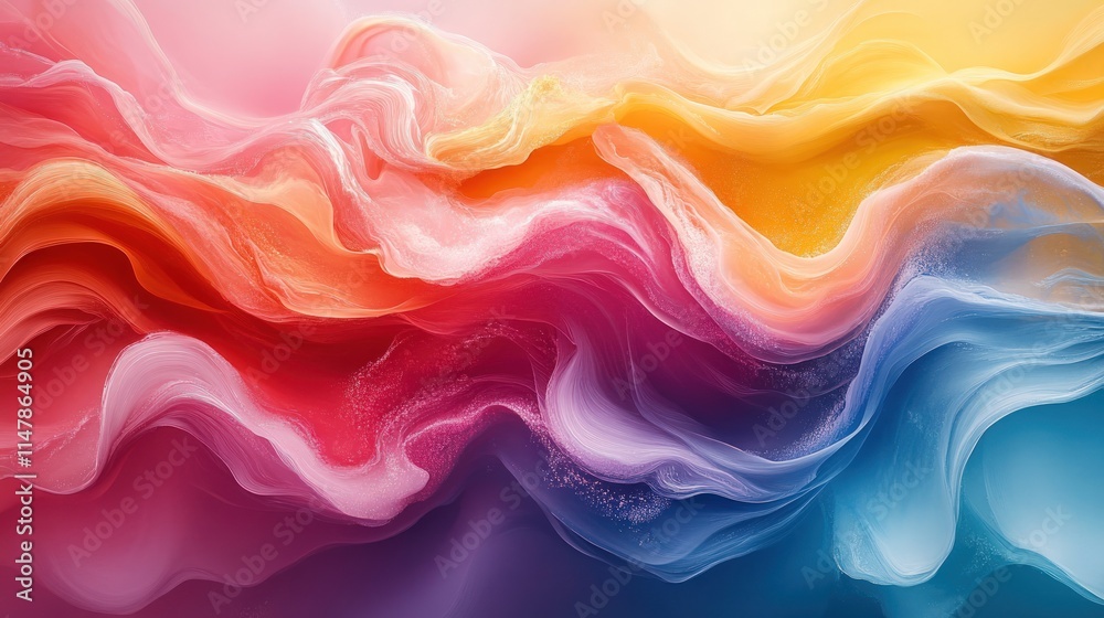 Obraz premium Abstract colorful flowing paint waves.