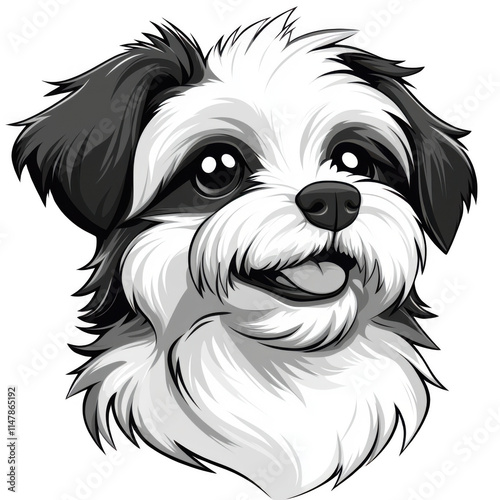 Obraz na płótnie white icon of Havanese dog isolated on a transparent background Minimalist flat icon, vector logo style sign clipart on a no background png w salonie