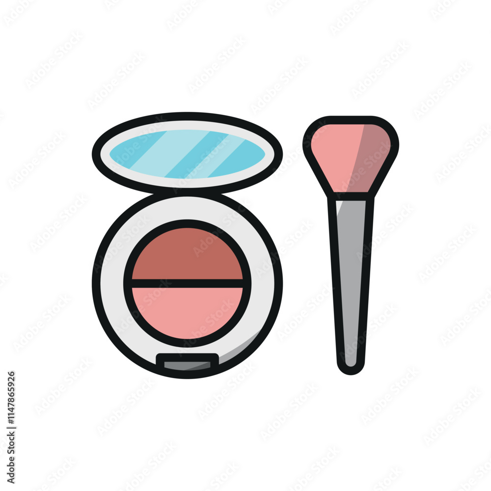Blush compact icon with clean lines and a modern aesthetic, ideal for makeup tutorials or digital beauty tools