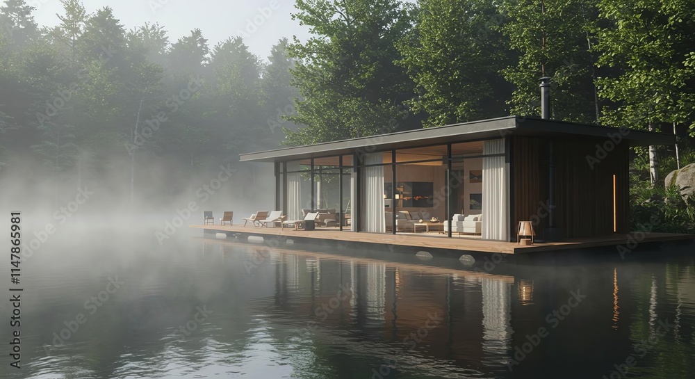 Modern Lake House in Misty Forest Luxury Waterfront Retreat Modern Lake House in Misty Forest Luxury Waterfront Retreat