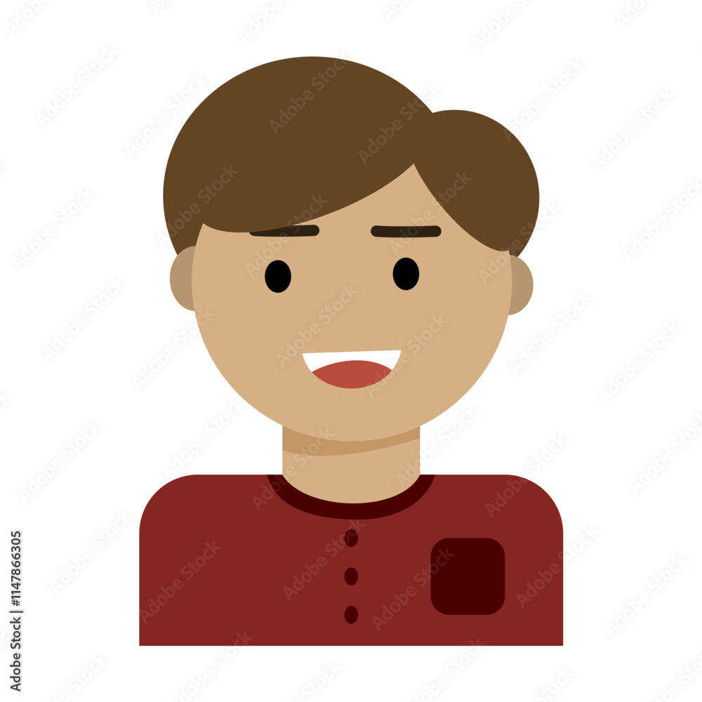 flat design illustration of a teenage boy smiling or laughing flat design illustration of a teenage boy smiling or laughing