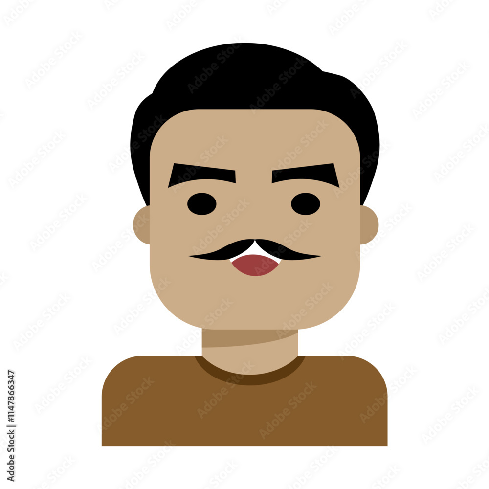 flat design illustration of adult with mustache flat design illustration of adult with mustache