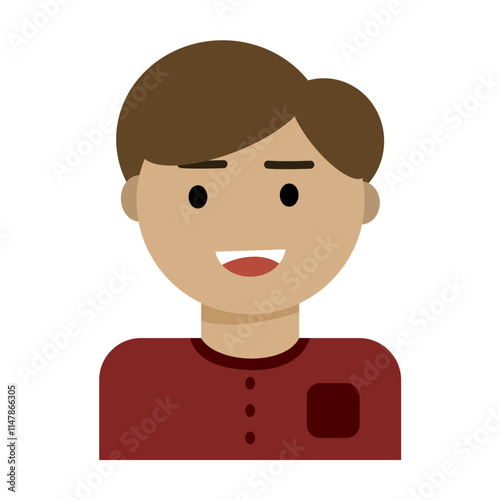 flat design illustration of a teenage boy smiling or laughing