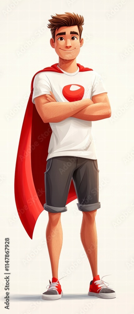 Heroic cartoon character posing confidently in a studio environment digital art style vibrant and engaging Heroic cartoon character posing confidently in a studio environment digital art style vibrant and engaging