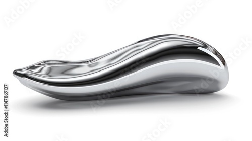 Elegant and Streamlined Metallic Sculpture with a Smooth Glossy Surface and Undulating Sinuous Form in Monochromatic Tones Showcasing the Beauty of Modern Minimalist Design and Industrial