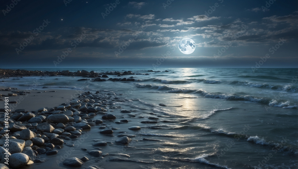 A Stunning Capture of a Full Moon Rising, Illuminating the Night Sky with Its Radiance A Stunning Capture of a Full Moon Rising, Illuminating the Night Sky with Its Radiance