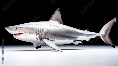 Wallpaper Mural Great white shark swimming, isolated on white background. Torontodigital.ca
