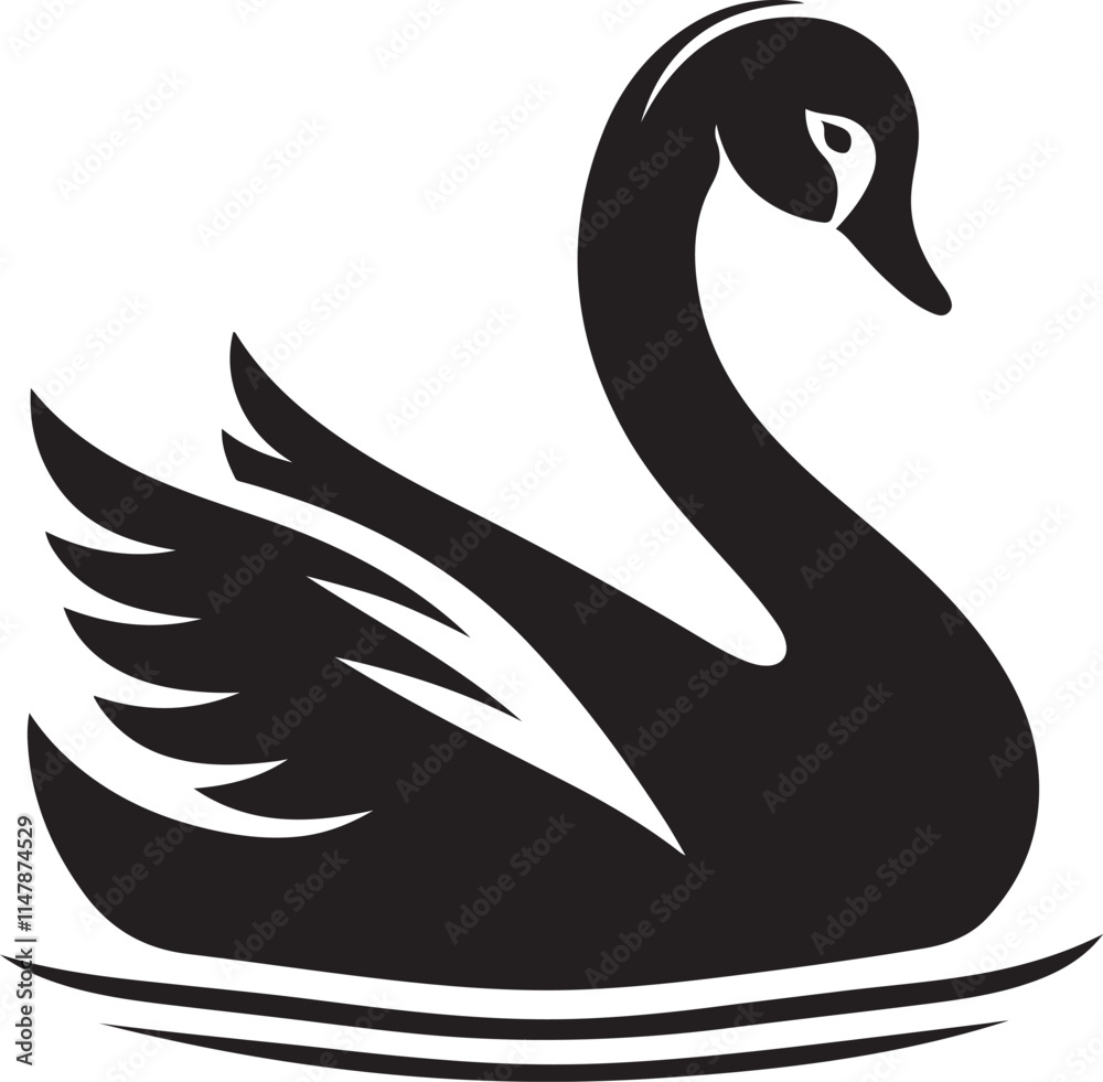 Obraz premium Elegant Black Swan Silhouette Logo Design for Business