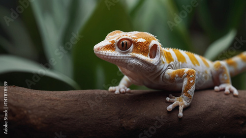 Golden-tailed gecko (Strophurus taenicauda) lizard on a tree branch, Golden-tailed gecko. photo