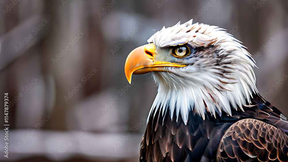American Bald Eagle Close-up with Blurred Flag in Background, Bald Eagle, American Flag, Symbol of Freedom
American Bald Eagle Close-up with Blurred Flag in Background, Bald Eagle, American Flag, Symbol of Freedom